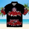 Washington Nationals Hawaiian Shirt - Hibiscus Stripe Red Black Aloha Shirt