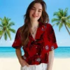 Washington Nationals Hawaiian Shirt - Palm Leaf Red Aloha Shirt