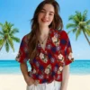 Washington Nationals Hawaiian Shirt - Palm Tree Flower Red Aloha Shirt