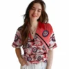Washington Nationals Hawaiian Shirt - Sunset Palms Red White Aloha Shirt