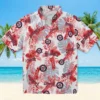 Washington Nationals Hawaiian Shirt - Tropical Leaves Red White Aloha Shirt