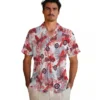 Washington Nationals Hawaiian Shirt - Tropical Leaves Red White Aloha Shirt