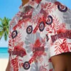 Washington Nationals Hawaiian Shirt - Tropical Leaves Red White Aloha Shirt