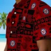 Washington Nationals Hawaiian Shirt - Tropical Patchwork Red Black Aloha Shirt