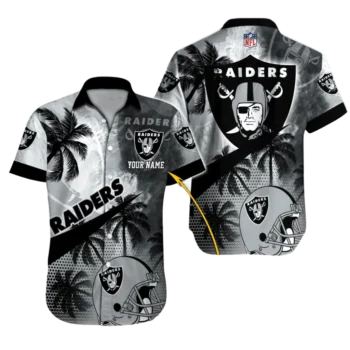 Personalized Las Vegas Raiders Palms & Helmets Hawaiian Shirt