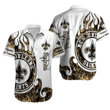 Personalized New Orleans Saints Inferno Crest Hawaiian Shirt