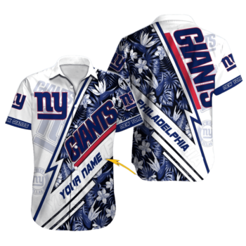Personalized New York Giants Floral Blitz Hawaiian Shirt