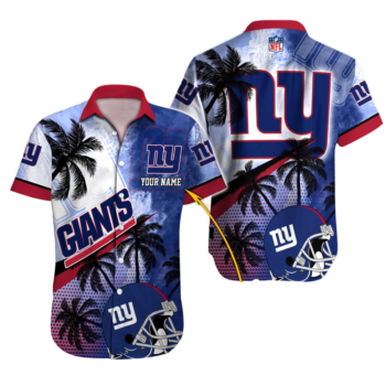 Personalized New York Giants Palm Breeze Hawaiian Shirt