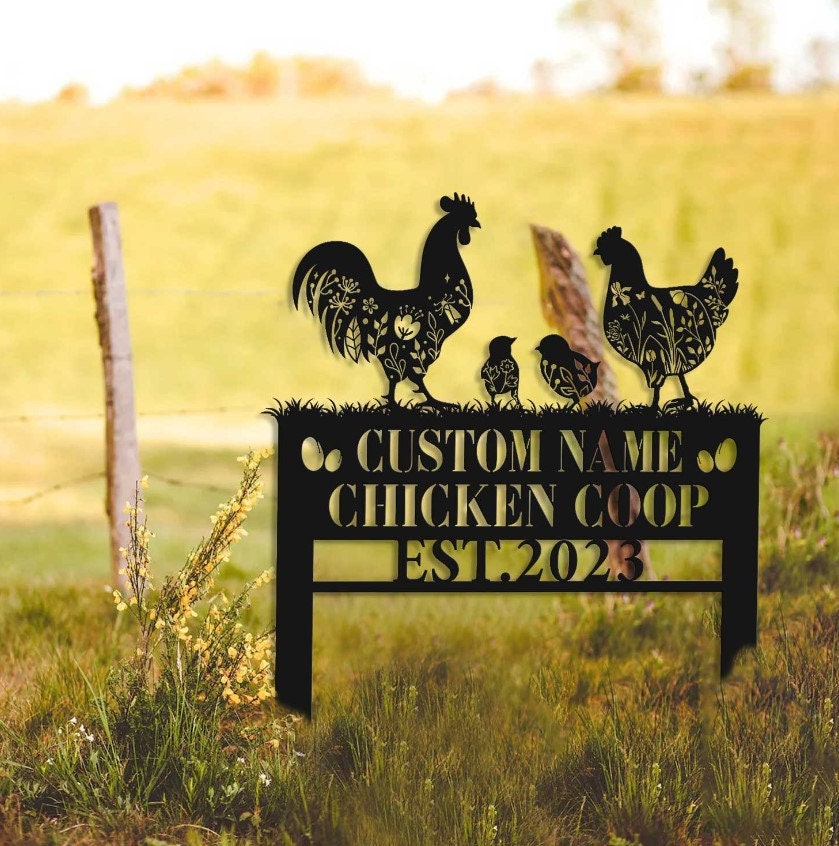 Personalized Chicken Farm Metal Sign, Farm Coop Sign, Family Name Metal ...