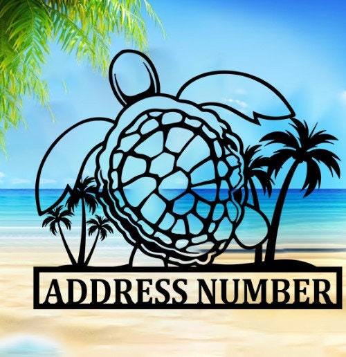 Custom Turtle Sign, Turtle Postal Number Sign, Sea Turtle Address ...