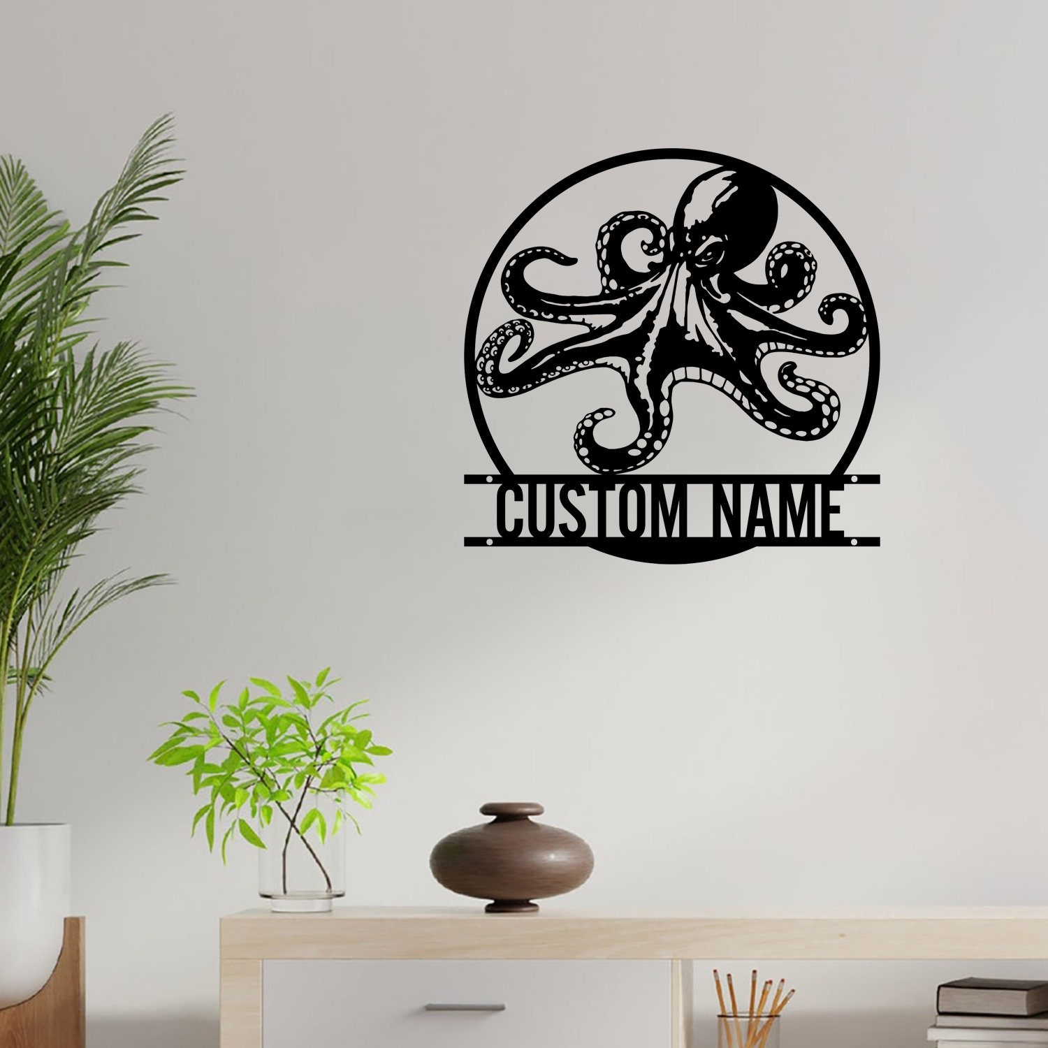 Custom Octopus Metal Wall Art, Nautical Animals Metal Wall Decor, Beach ...