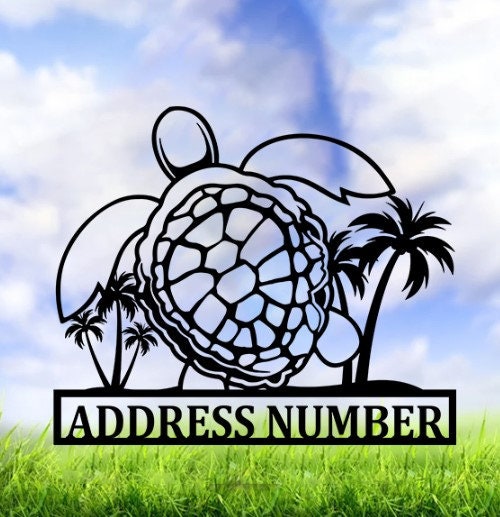 Custom Turtle Sign, Turtle Postal Number Sign, Sea Turtle Address ...