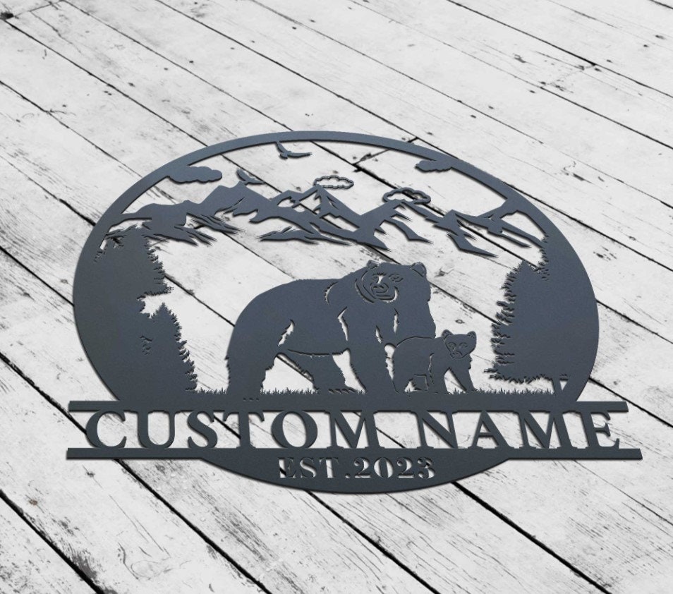 Personalized Bear Metal Sign, Custom Bear Sign, Outdoor Metal Sign ...