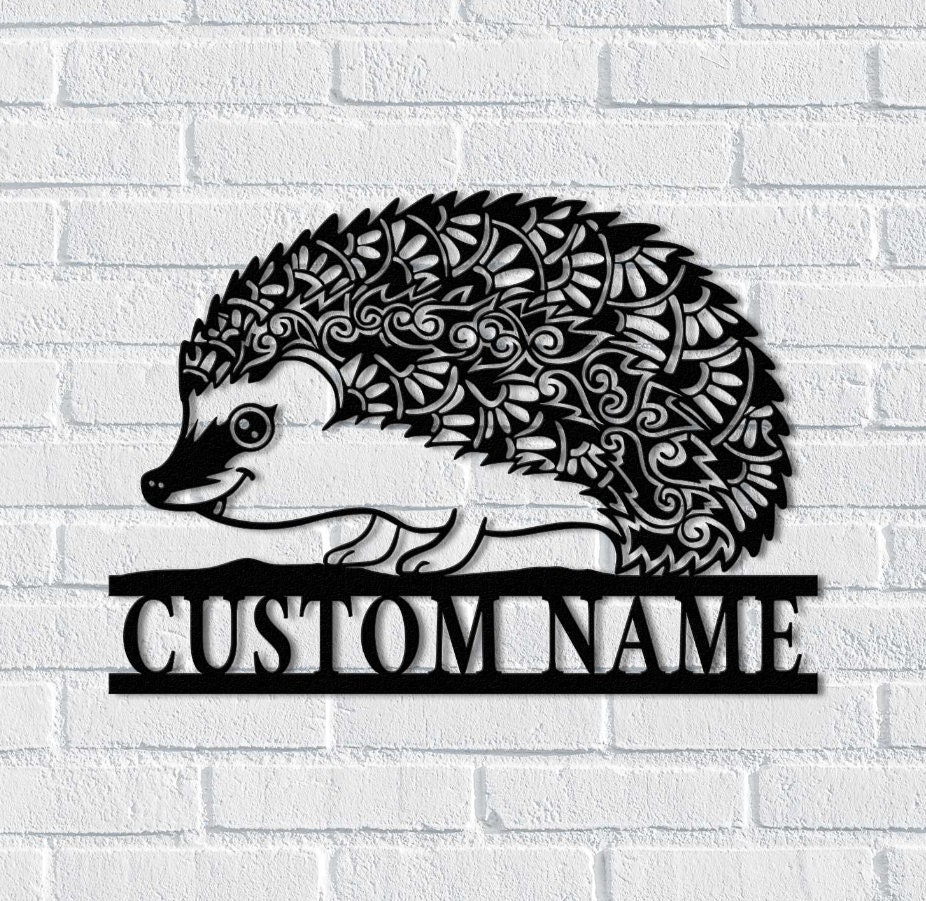 Custom Hedgehog Metal Wall Art, Personalized Hedgehog Lover Name Sign ...