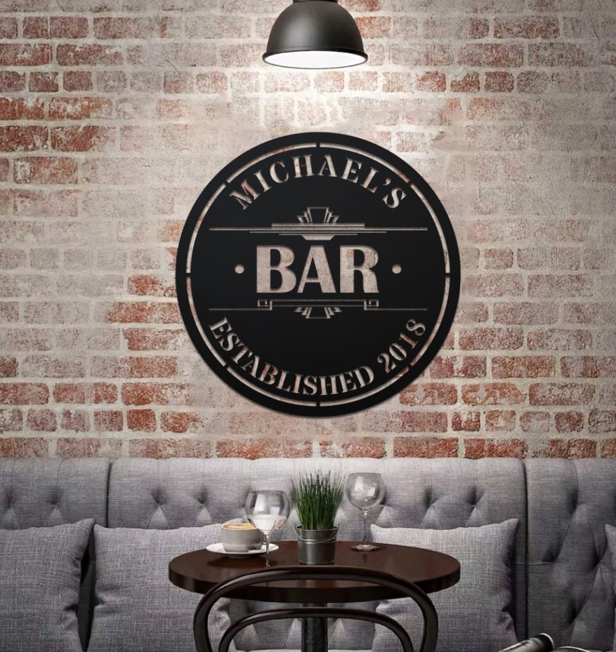 Custom Bar Sign, Personalized Bar Metal Wall Art, Bar Decor, Custom Pub ...