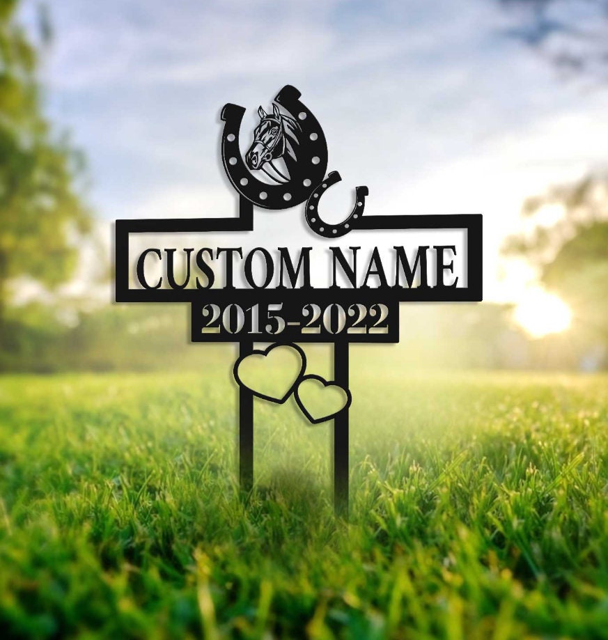 Personalized Horse Memorial Metal Stake, Memorial Stake With Horseshoes ...