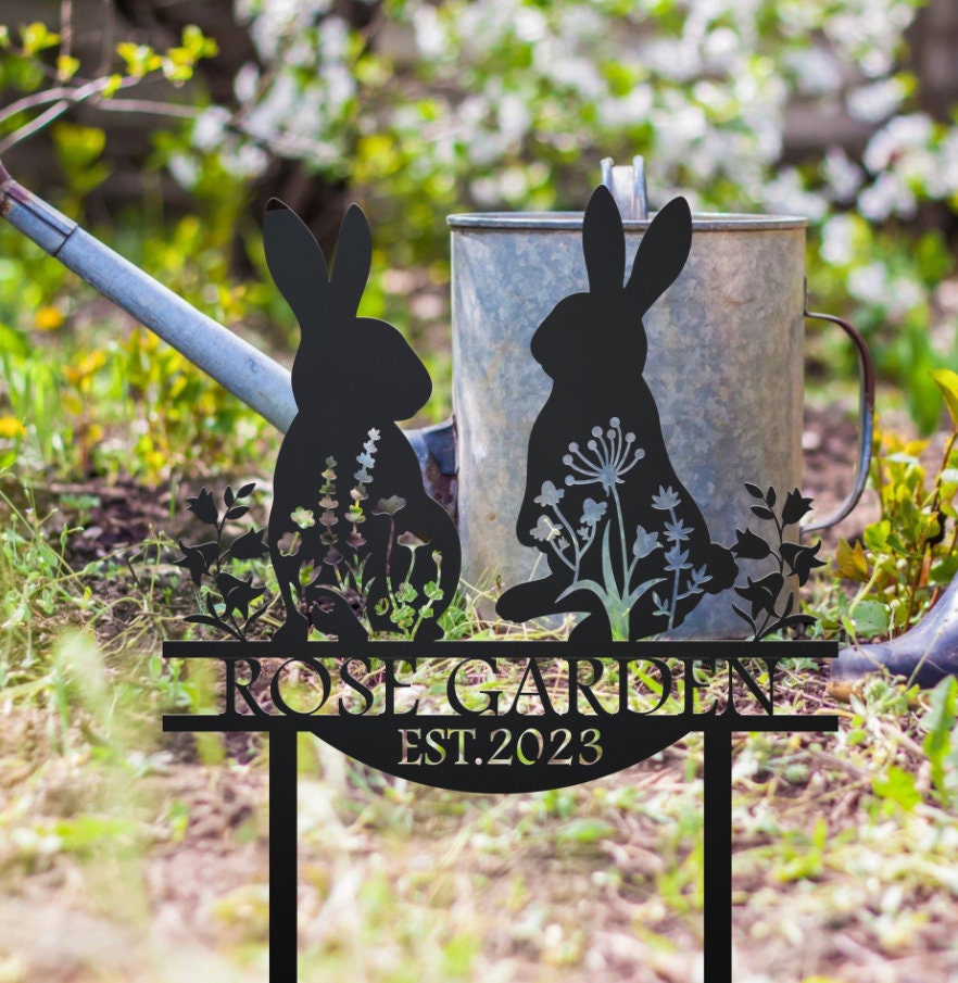 Personalized Rabbit Garden Stake, Remembrance Bunny Stake, Bunny Lover ...