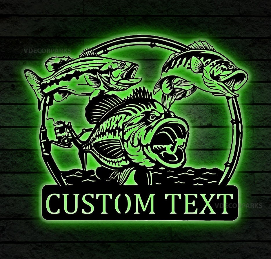 Personalized Fisher Name Sign Led Light Custom Largemouth Bass ...