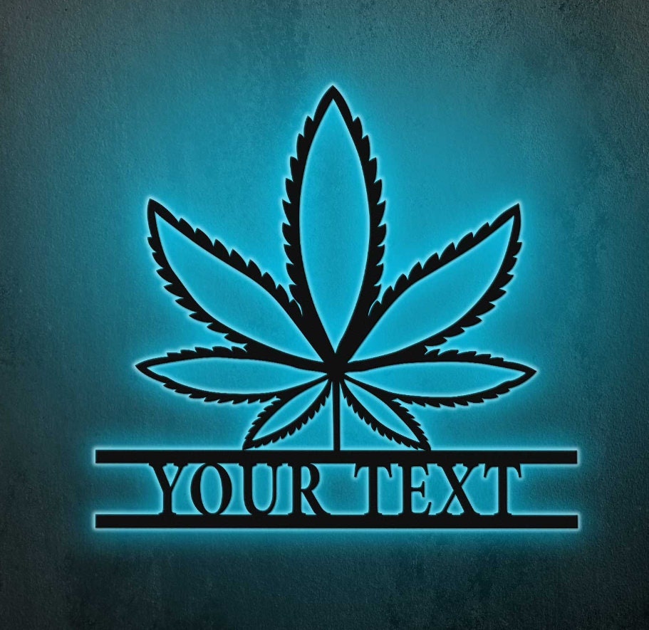 Personalized Weed Metal Wall Art With Lights, Marijuana Led Light Sign ...