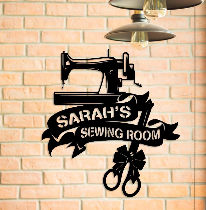 Custom Sewing Machine Metal Sign, Personalized Sewing Room Metal Wall ...