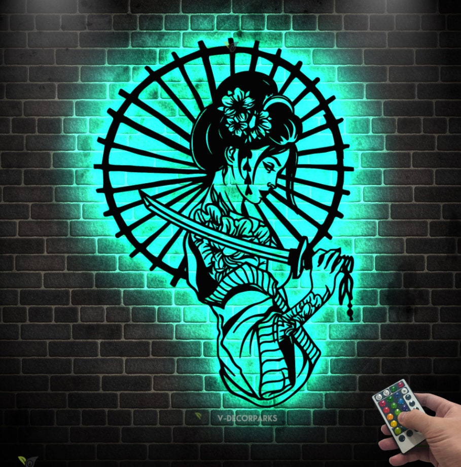 Geisha Wall Decor - Japanese Led Light Sign Gift For Japanese - Geisha ...