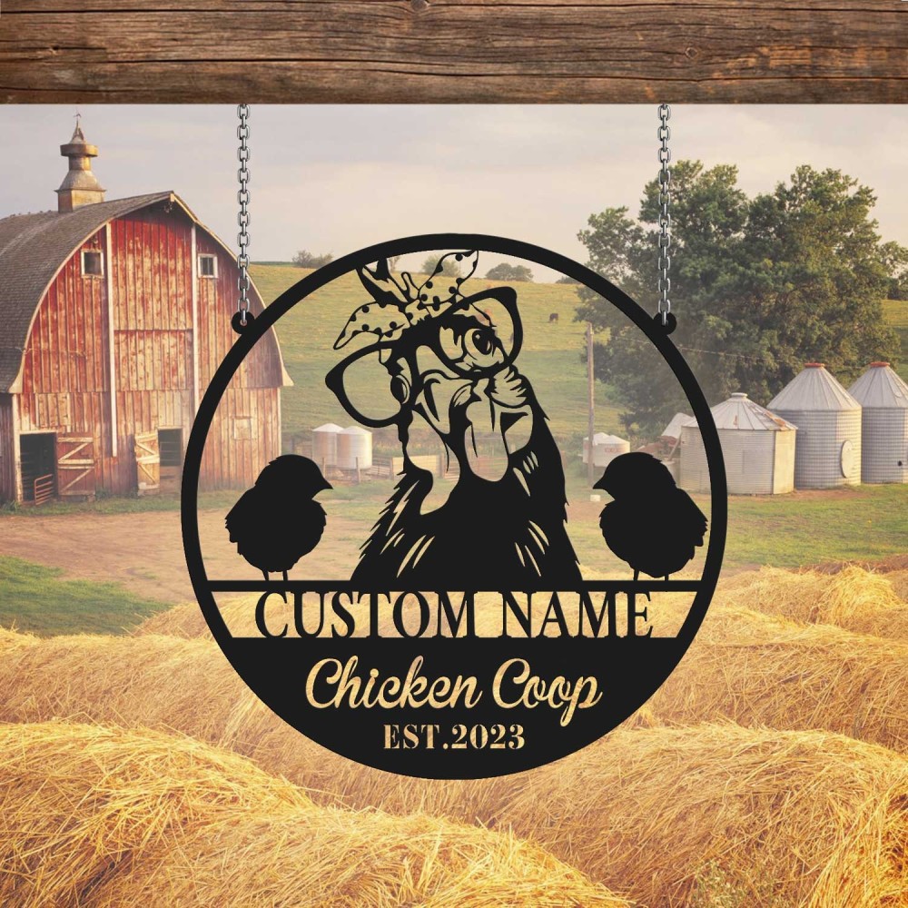 Custom Chicken Coop Metal Sign, Personalised Chicken Farm Name Signs ...